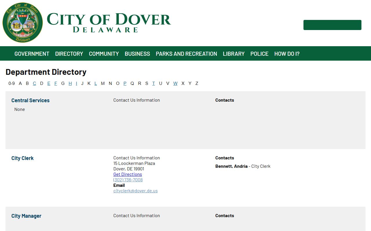 Dover white pages city department directory lookup