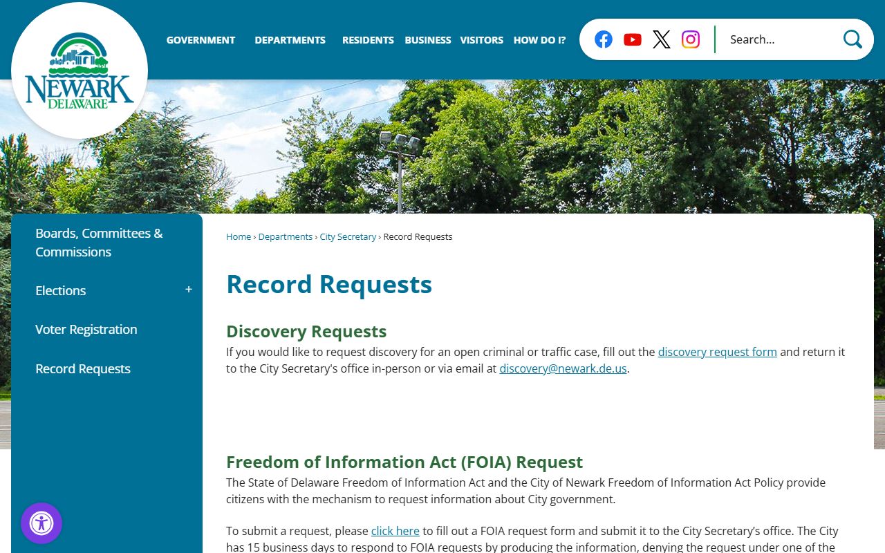 Newark white pages FOIA record requests portal