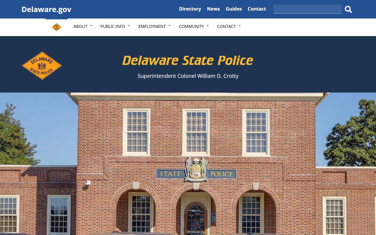 Delaware State Police SBI white pages criminal history records