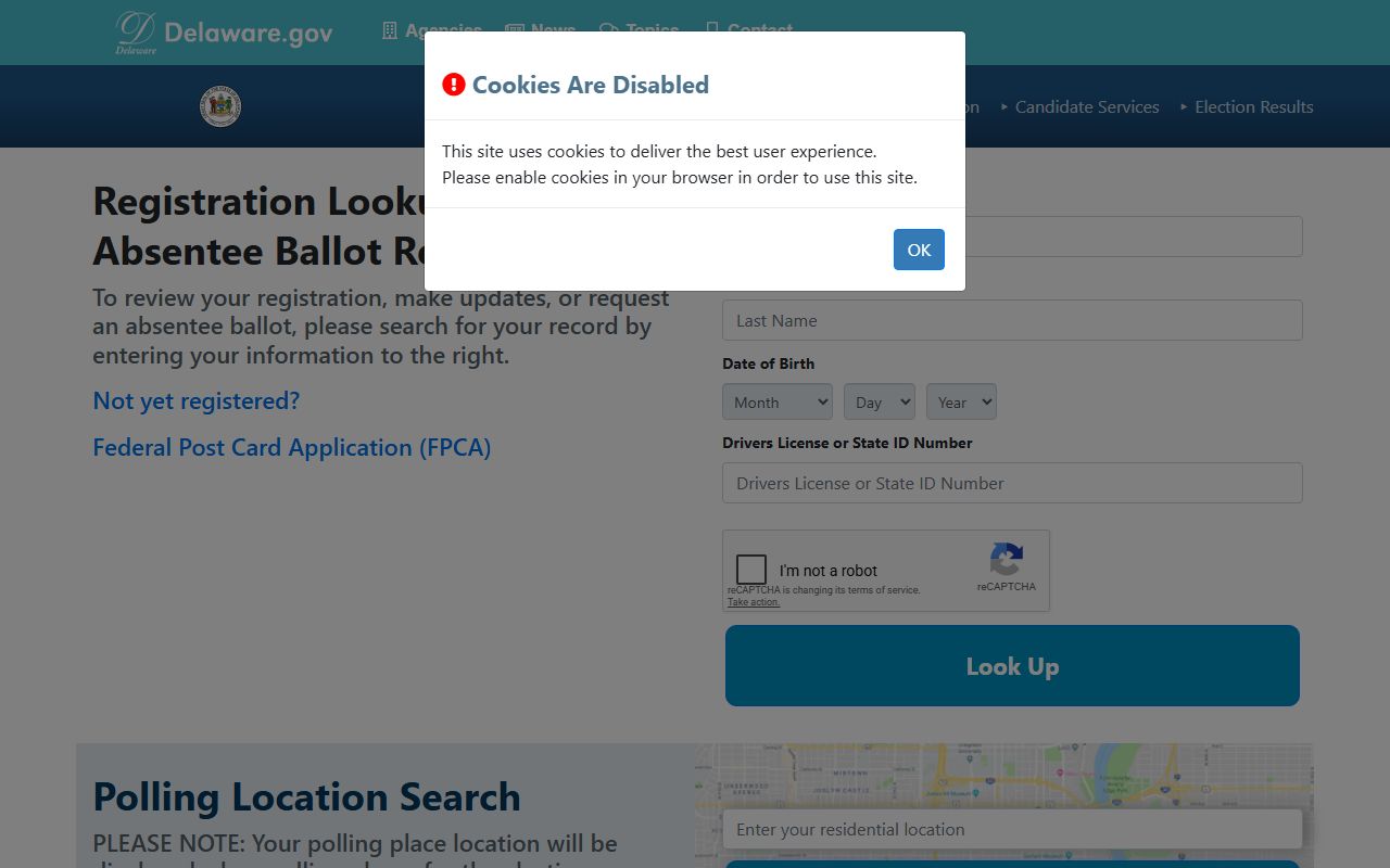 Delaware voter registration white pages address lookup